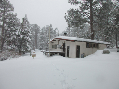 Long Valley Ranger Station in Snow
